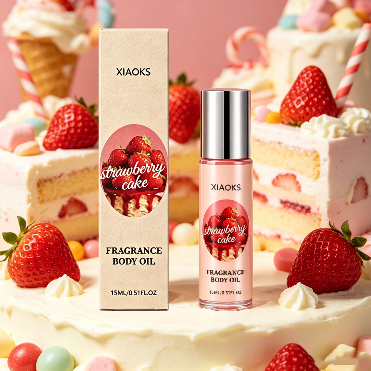 Perfume Adrien Fragrance - 1 fles Strawberry Cake Sweet Roll-On