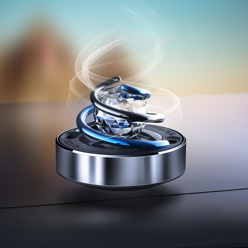 Fragrance Perfume Car - Auto-luchtverfrisser Creatieve zonne-energie rotatie parfumverspreider Kleine